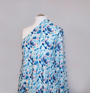 Ткань плащевка "Канада - Stitch в голубом листе" ширина 150 см (110г/м2) 100% poliester