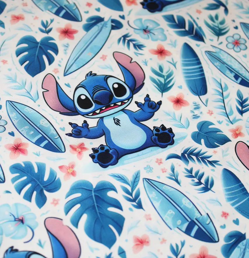 Ткань плащевка "Канада - Stitch в голубом листе" ширина 150 см (110г/м2) 100% poliester -1