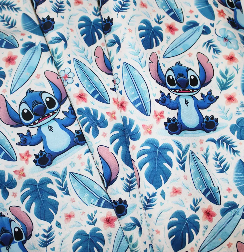 Ткань плащевка "Канада - Stitch в голубом листе" ширина 150 см (110г/м2) 100% poliester -2