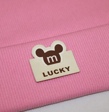 Нашивка "Lucky" вушка mickey 40*35 мм молочного кольору