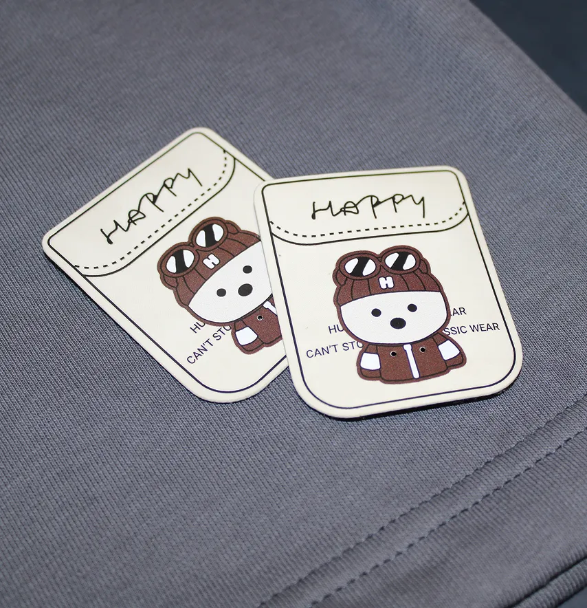 Нашивка "Ведмедик happy" 50*60 мм молочного кольору-3