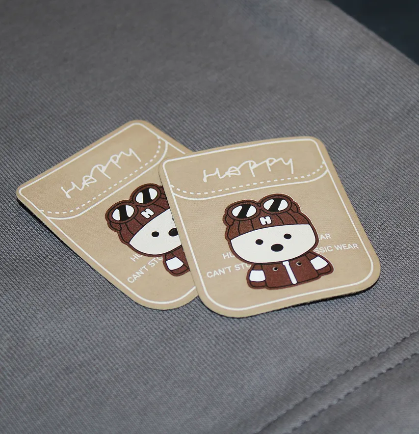 Нашивка "Ведмедик happy" 50*60 мм бежевого кольору-2