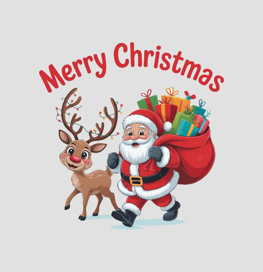 Термоналіпка "Merry christmas" санта та олень 19*19 см-1