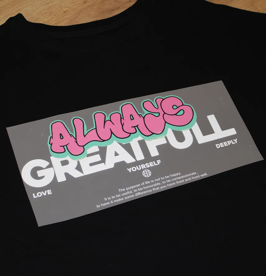 Термонаклейка "Always greatful" 28*14 см-2