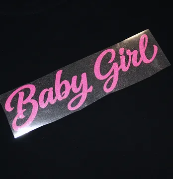 Термоаппликация из глитера "Baby Girl" 23*6 см розового цвета.