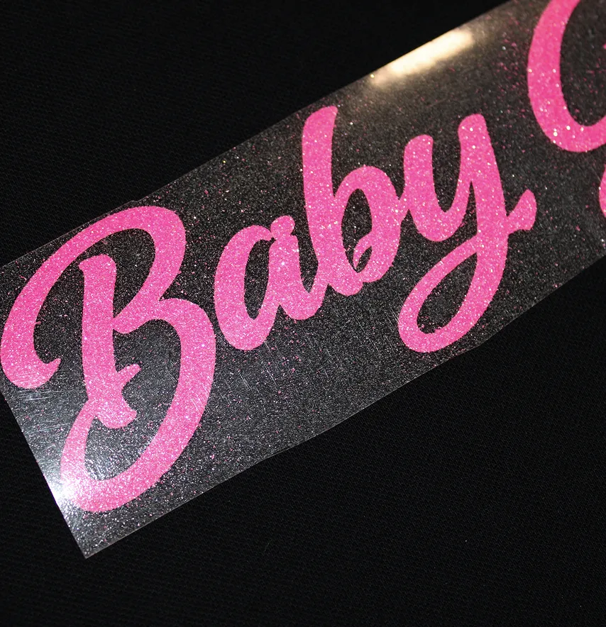 Термоаппликация из глитера "Baby Girl" 23*6 см розового цвета.-1
