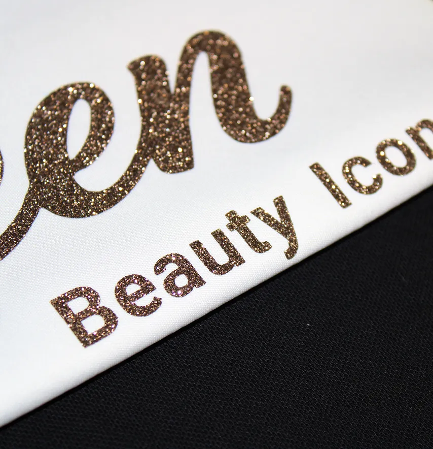 Термоаппликация из глитера "Queen" beauty icon 23*10 см шоколадного цвета-2