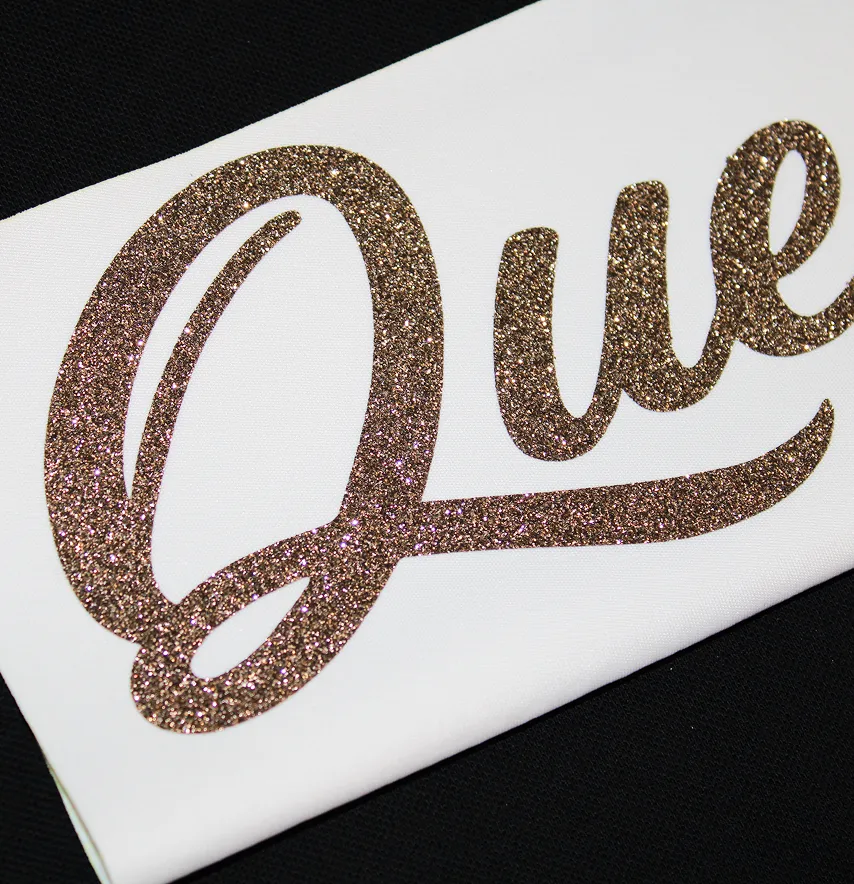 Термоаппликация из глитера "Queen" beauty icon 23*10 см шоколадного цвета-3