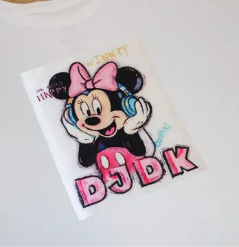 Нашивка тканевая "Minnie dj dk" 19*23 см