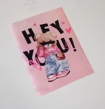 Нашивка тканева "Hey you" ведмедик 17*22 см