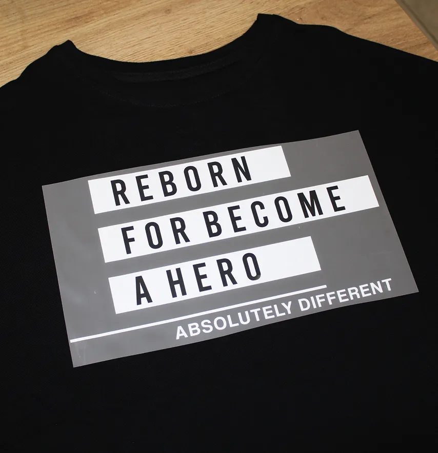 Термонаклейка "Reborn for become a hero" 29*16 см-2