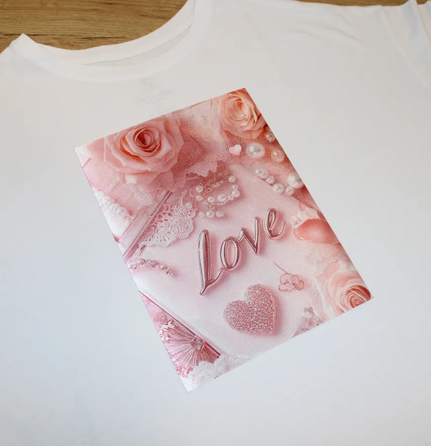 Нашивка тканевая "Love" пудрового цвета 19*26 см-0
