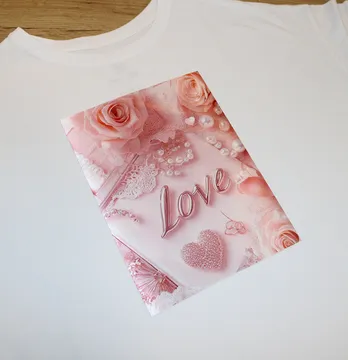 Нашивка тканева "Love" пудрового кольору 19*26 см