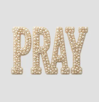 Термонаклейка "Pray" из жемчужин 22*14 см
