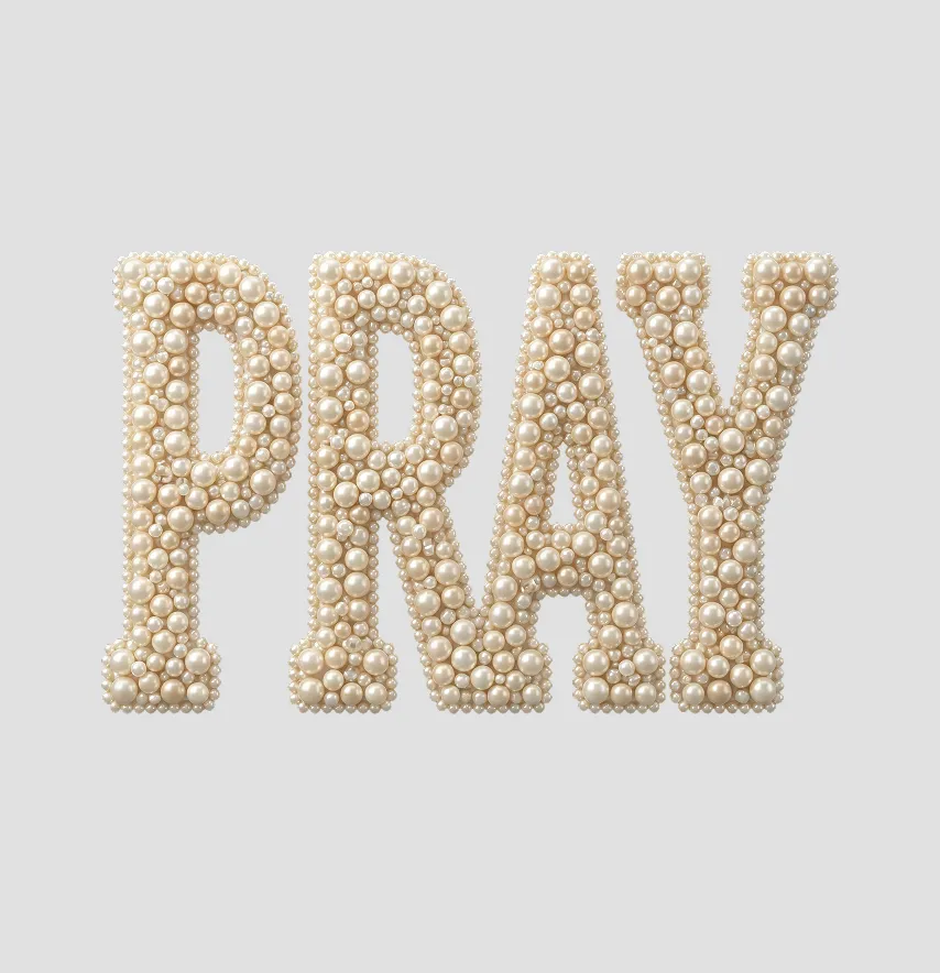 Термонаклейка "Pray" из жемчужин 22*14 см-0