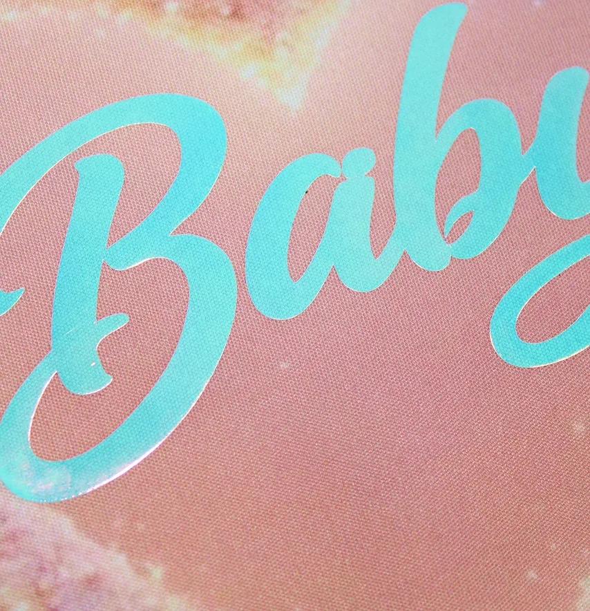Нашивка тканева з декором "Baby" рожеве серце з перламутром 24*24 см-3