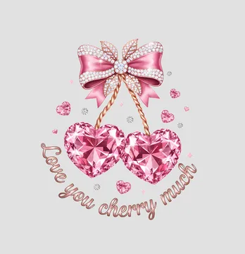 Термонаклейка "Вишенки-сердца" love you cherry much 19*21,5 см