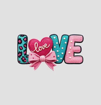 Термоналіпка "Love" в'язана кольорова 19*10,5 см