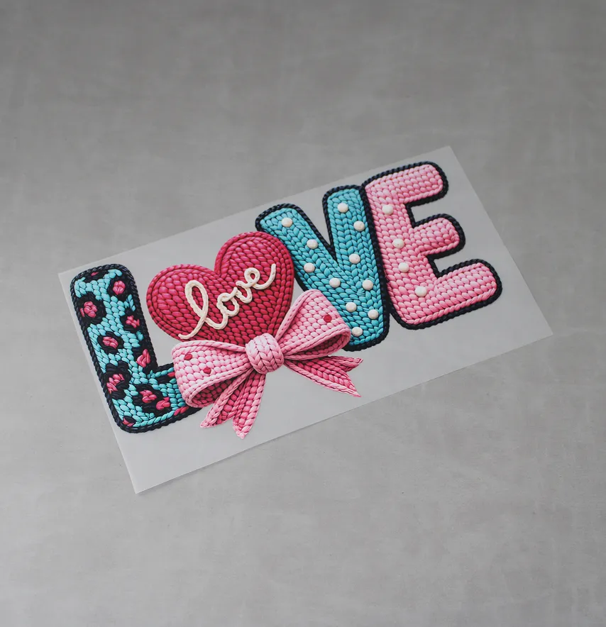 Термоналіпка "Love" в'язана кольорова 19*10,5 см-3