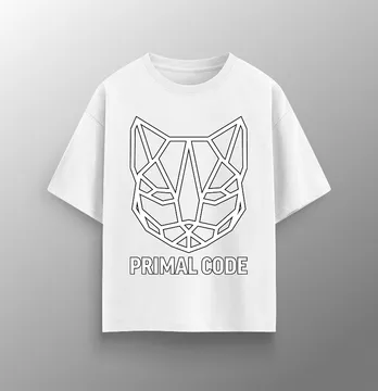 Женская футболка оверсайз "Primal code" белого цвета