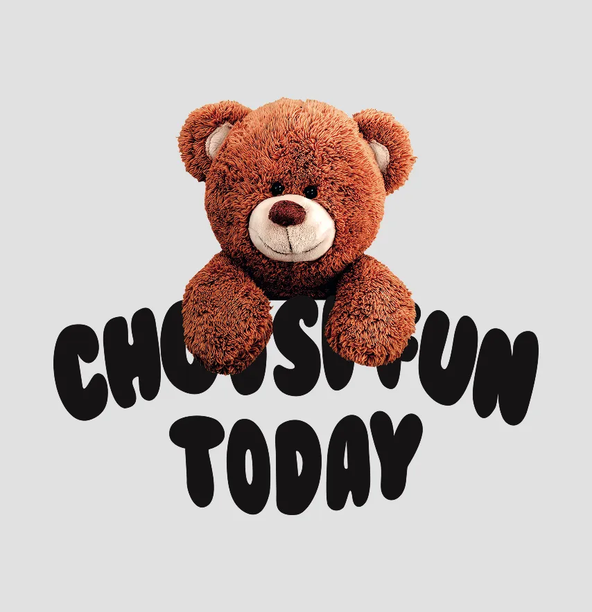 Термонаклейка "Мишка" choose fun черная надпись 22*19 см-0