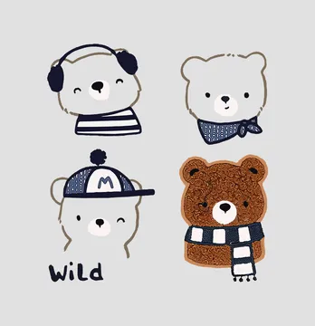 Термонаклейка "Мишки" wild 17,5*19 см