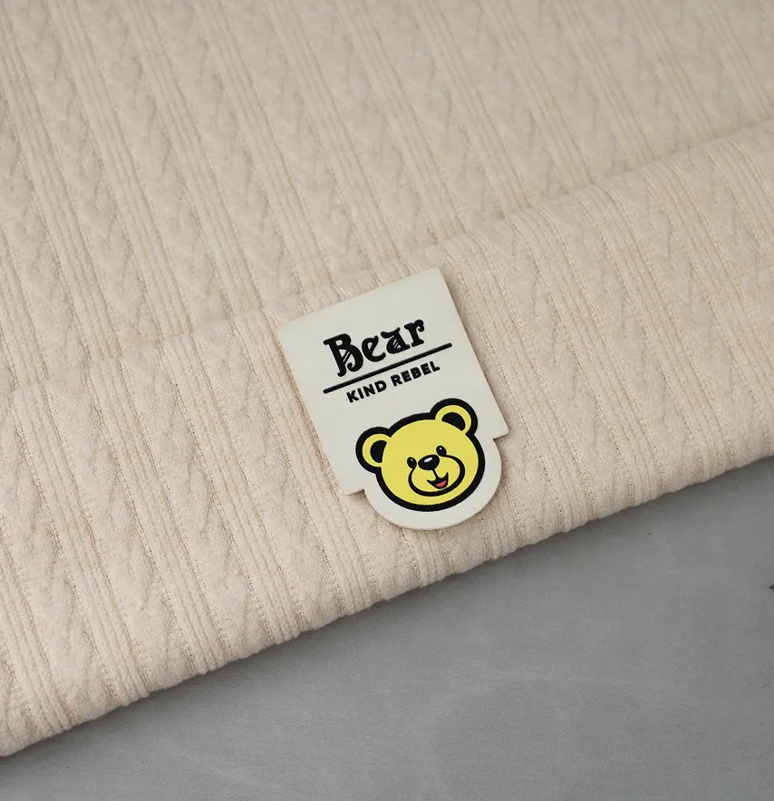 Нашивка "Bear kind rebel" 35*50 мм молочная основа-1