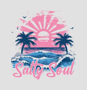 Термонаклейка "Salty soul" розовый закат 26*28 см