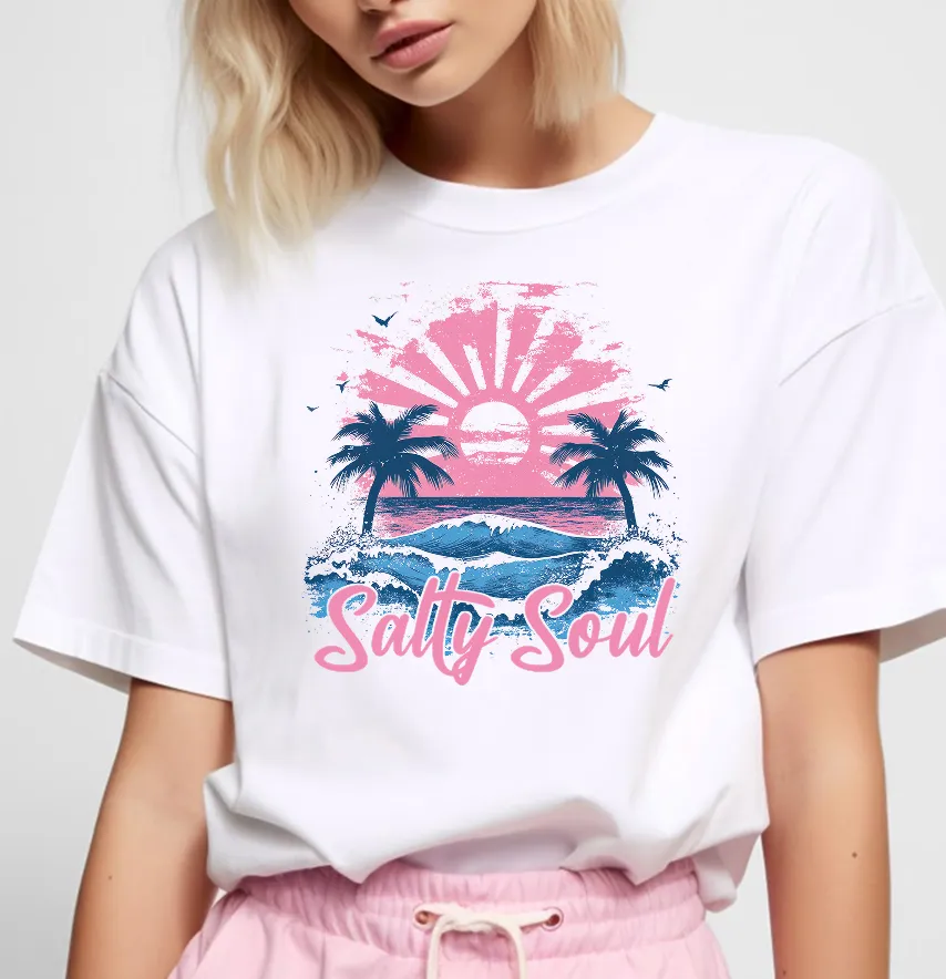 Термонаклейка "Salty soul" розовый закат 26*28 см-1