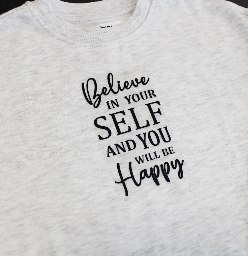 Термоаплікація з плівки "Believe in yourself" 14*8 см чорного кольору-0