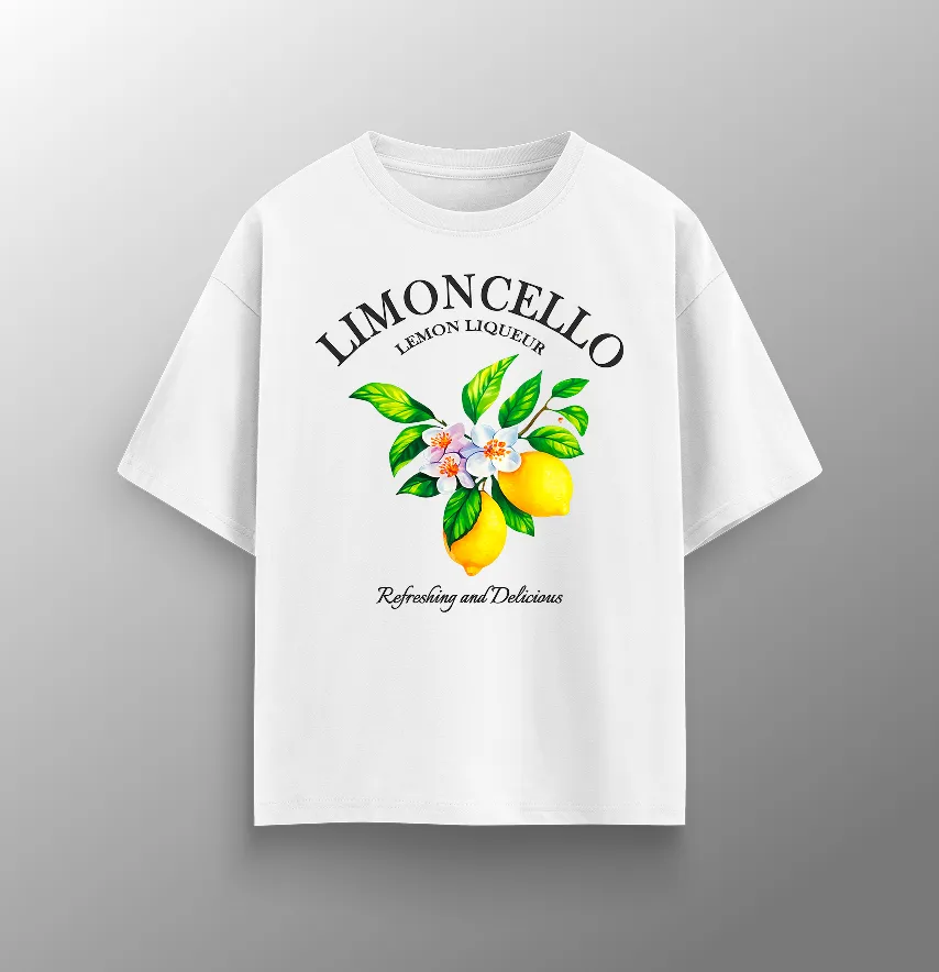 Футболка женская оверсайз "Limoncello" refreshing белого цвета-1