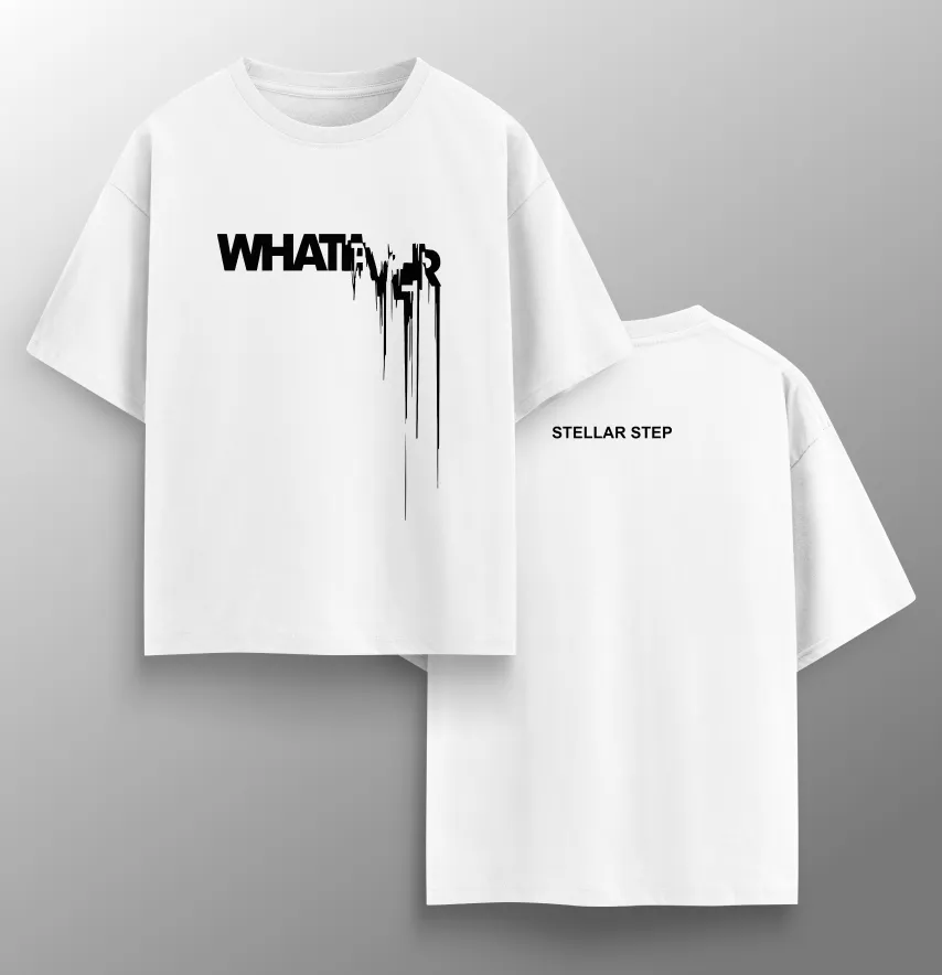 Женская футболка оверсайз "Whatever" белого цвета.-1
