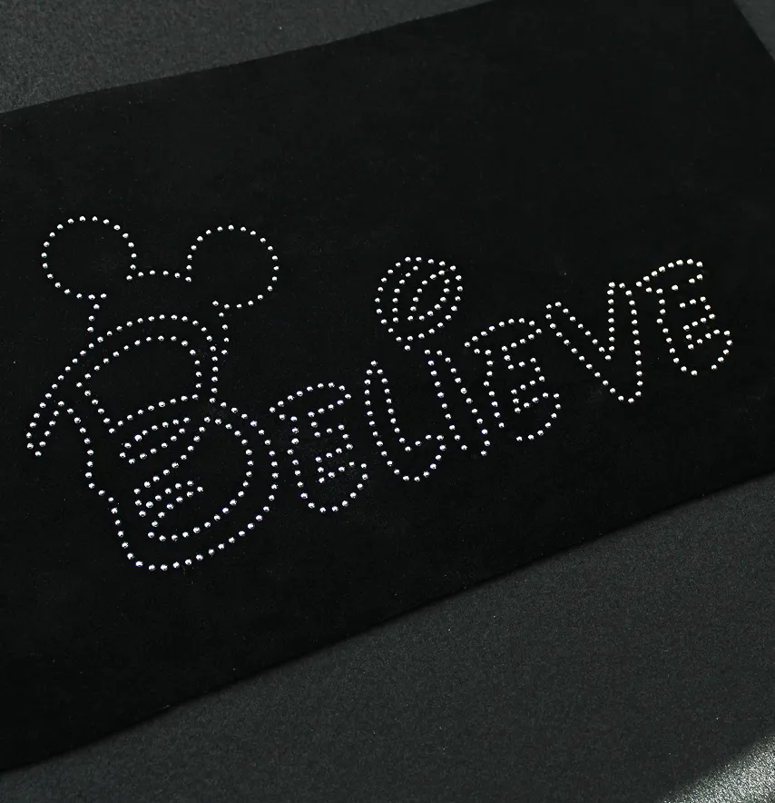 Аплікація зі страз "Believe" ss6 срібло металік 22*11,5 см (2шт на лист)-0