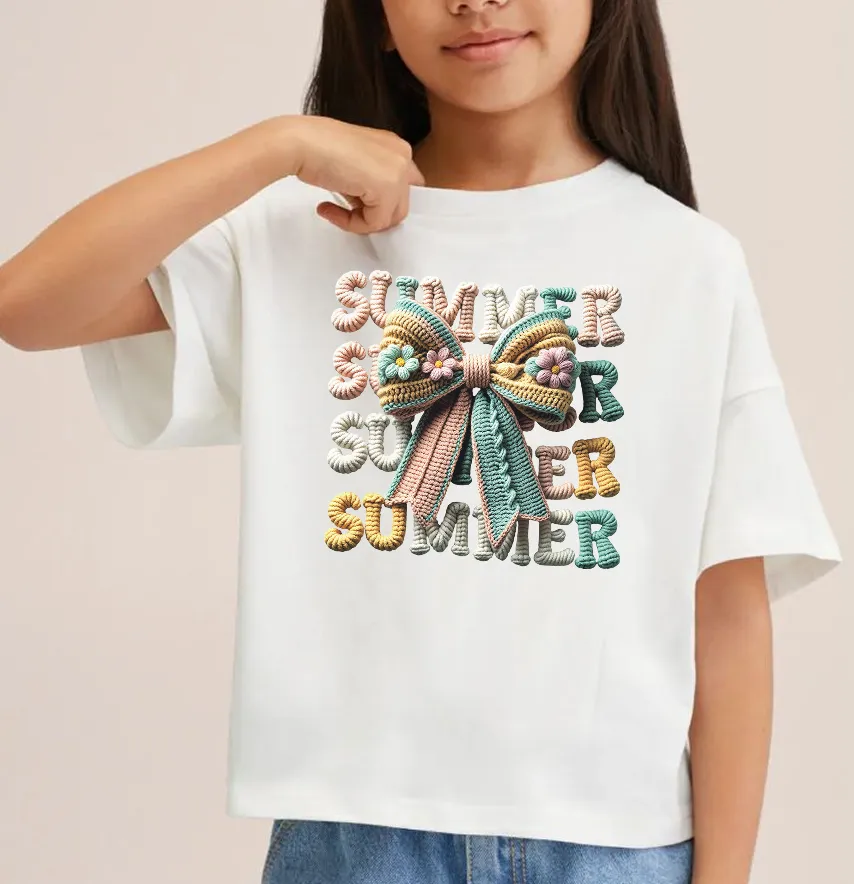 Термонаклейка «Summer» вязаный бант 19×18 см.-1