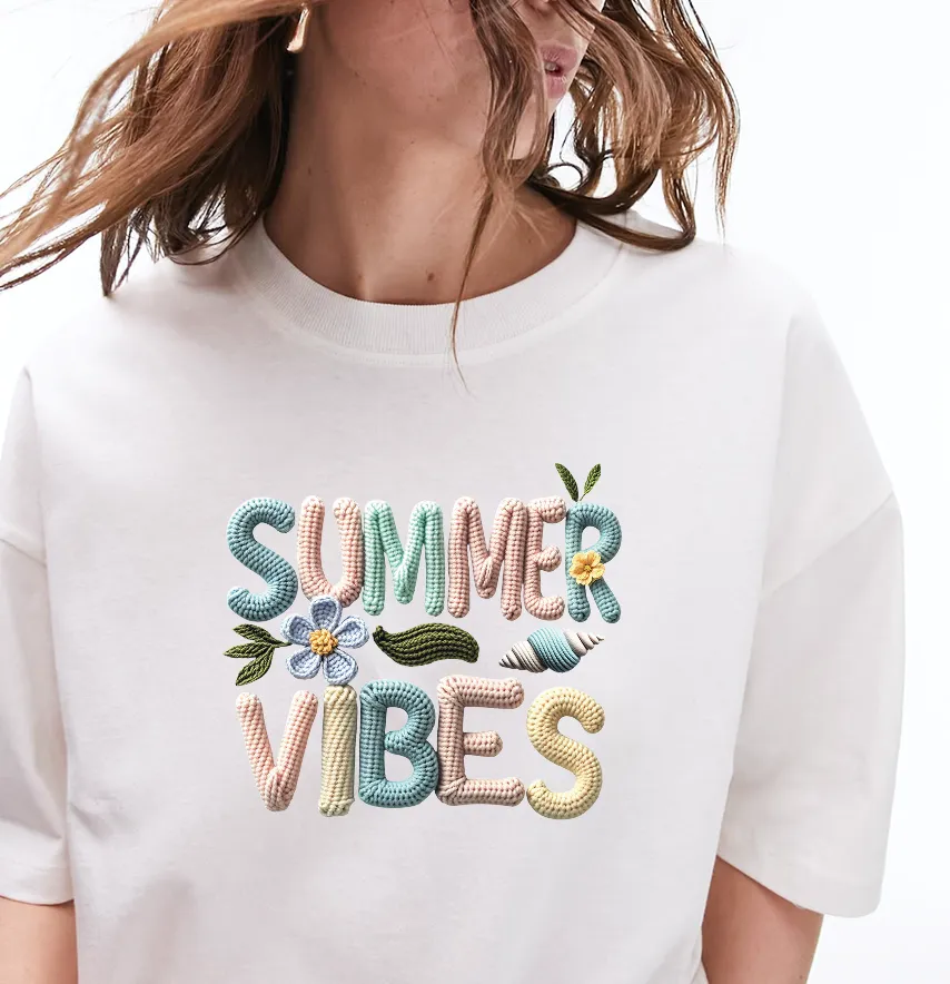 Термонаклейка «Вязаная надпись» Summer Vibes 19×21 см.-1