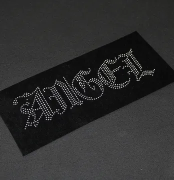 Аплікація зі страз "Angel" ss6 срібло металік 22*6 см