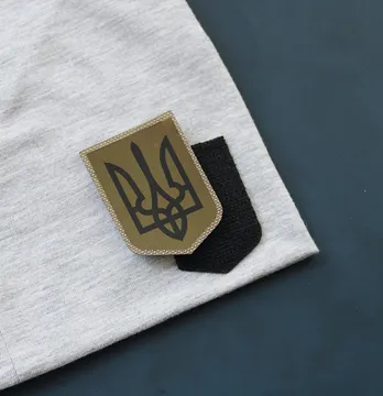 Нашивка "Герб України" 40*55 мм хакі на липучці