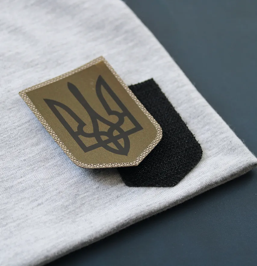 Нашивка "Герб України" 40*55 мм хакі на липучці-1