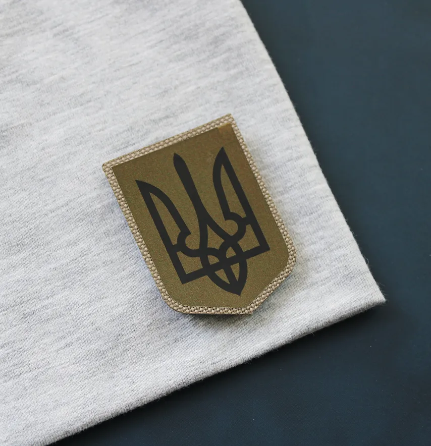 Нашивка "Герб України" 40*55 мм хакі на липучці-2