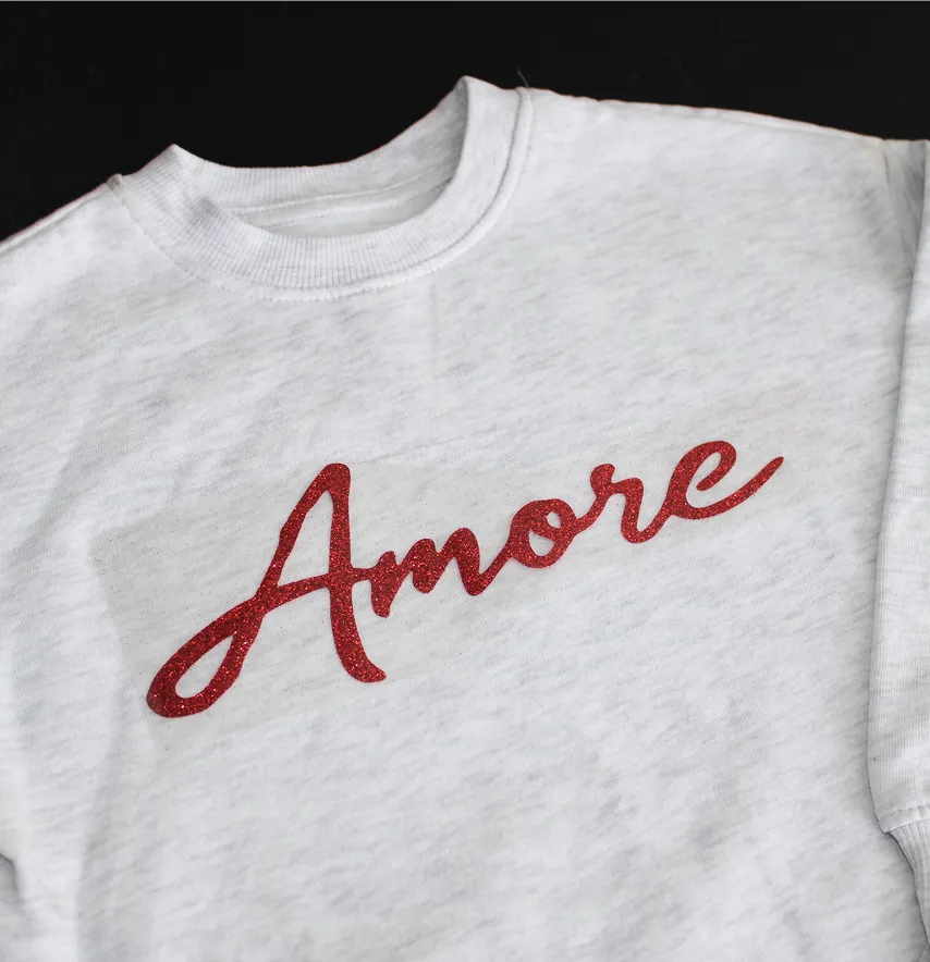 Термоаплікація з глітеру "Amore" 22*7,7 см червоного кольору-0