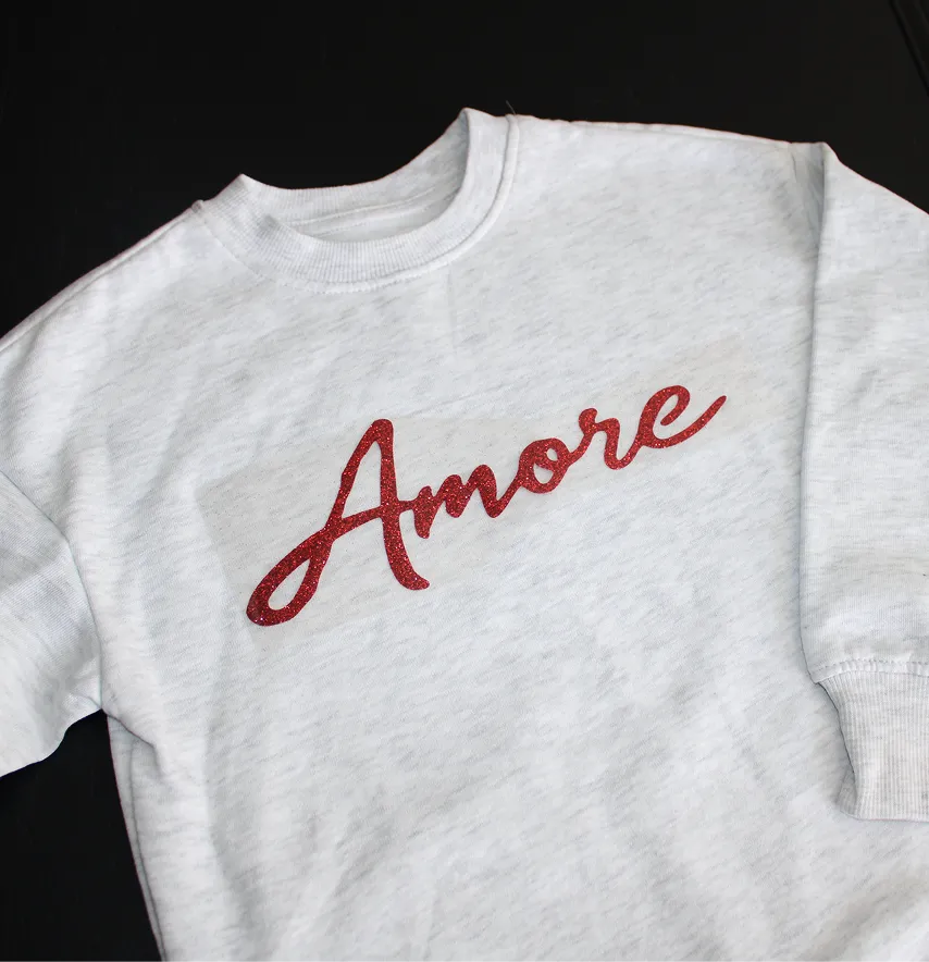 Термоаплікація з глітеру "Amore" 22*7,7 см червоного кольору-1