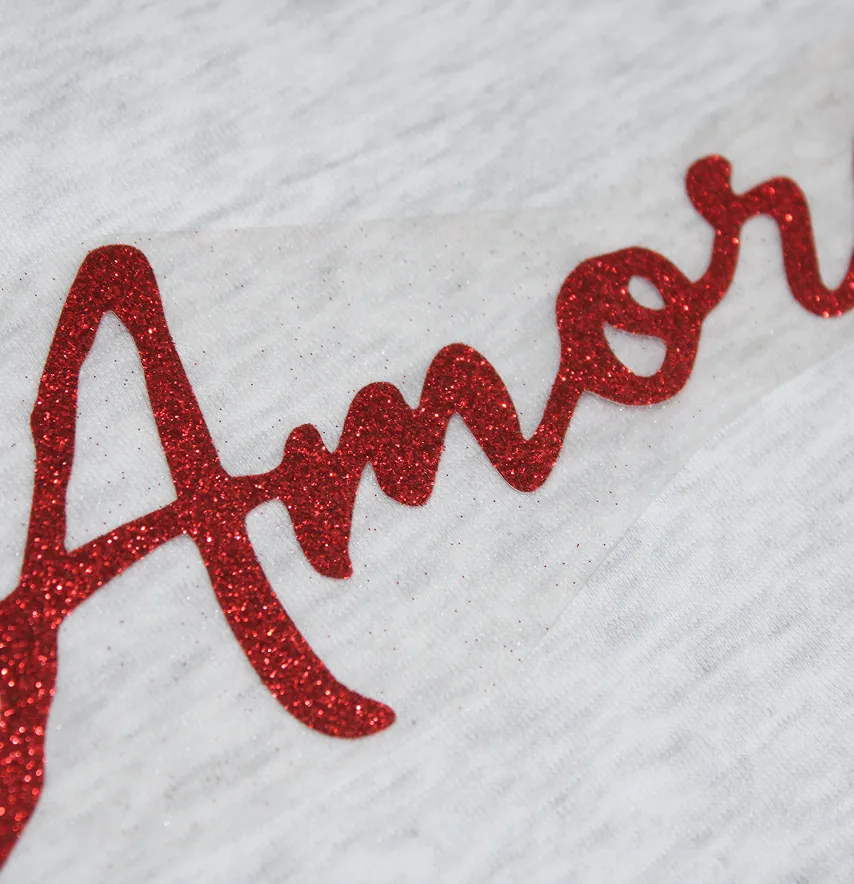 Термоаплікація з глітеру "Amore" 22*7,7 см червоного кольору-3
