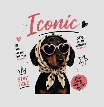 Термоналіпка "Iconic" такса в хустці 19*21 см