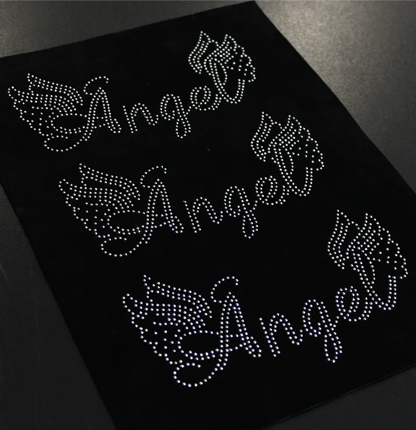 Аплікація зі страз "Angel з крильцями" ss6 срібло металік 18*10 см (3шт лист)-0