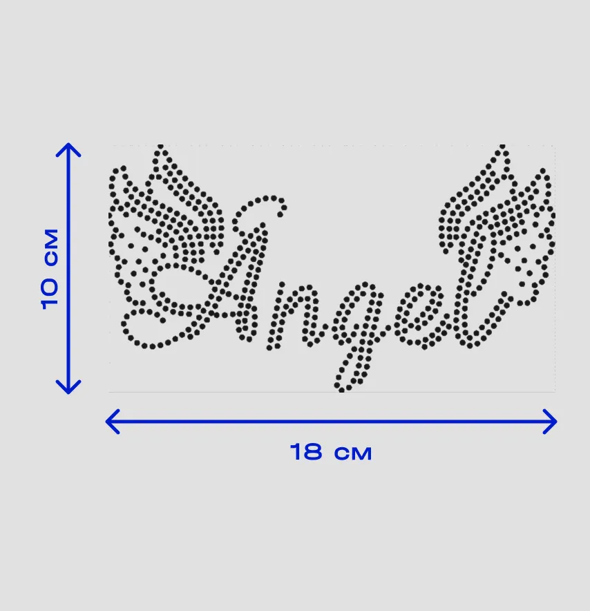 Аплікація зі страз "Angel з крильцями" ss6 срібло металік 18*10 см (3шт лист)-7
