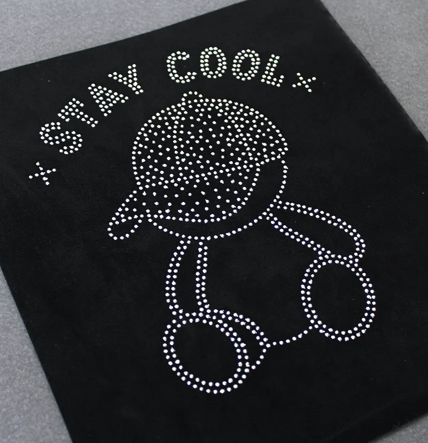 Аплікація зі страз "Stay cool" ss6 срібло металік 16,5*20 см-0