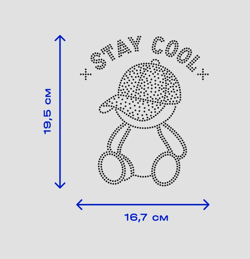 Аплікація зі страз "Stay cool" ss6 срібло металік 16,5*20 см-2