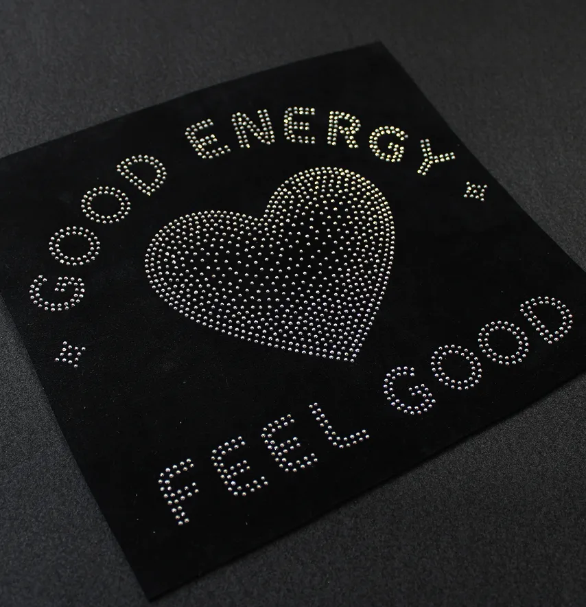 Аплікація зі страз "Good energy" ss6 cрібло металік 24*20 см -0