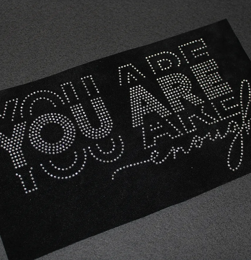 Аплікація зі страз "You are" ss6 cрібло металік 25*14 см-0