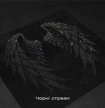 Аплікація зі страз "Крила" ss6 чорні 32*32 см